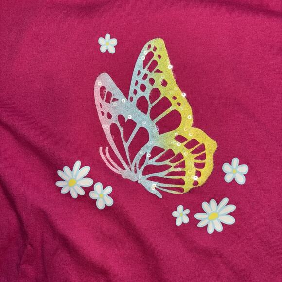 Wonder Nation Pink Sequin Butterfly Top Girls Size XL (14-16) - Picture 3 of 6